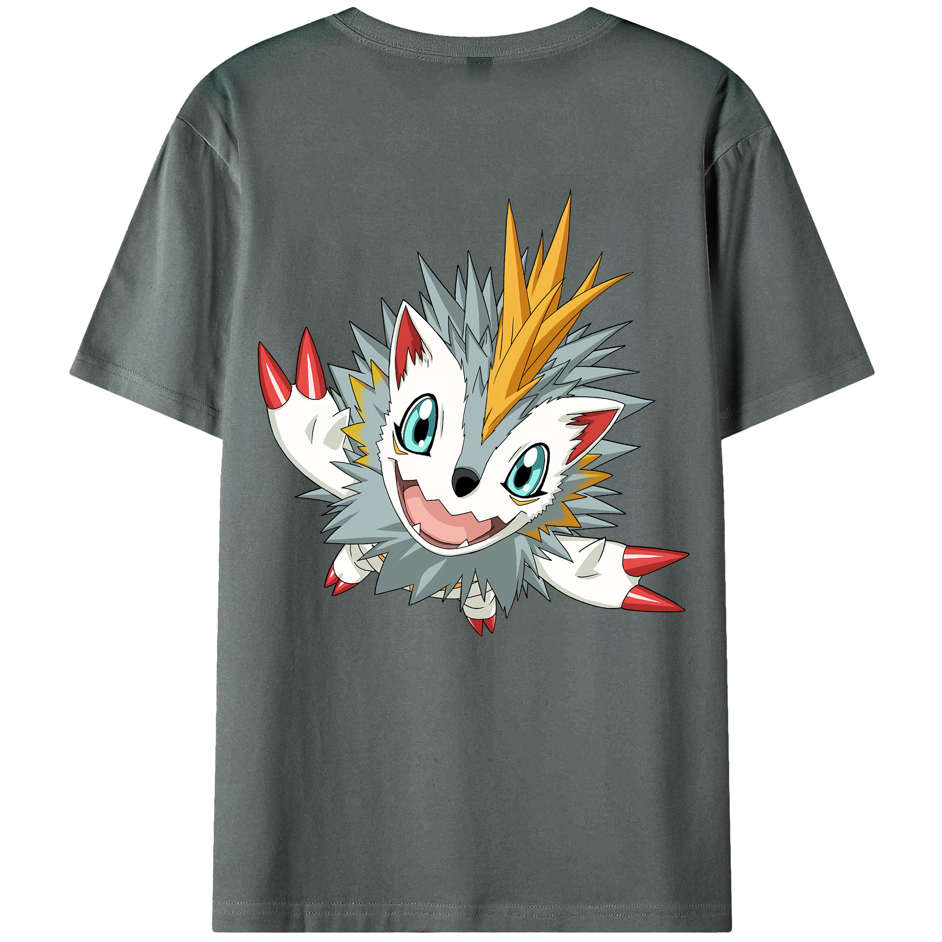 （画像用） Digimon デジタルモンスター/デジモン 綿100％ メンズ半袖Tシャツ（バックプリント） 通気性